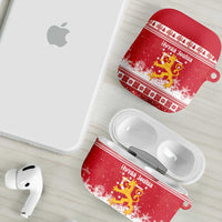 Finland Christmas Hannunvaakuna AirPods Case Hyvaa Joulua Nordic Snow Lion Red Version - Wonder Print Shop