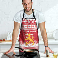 Finland Christmas Hannunvaakuna Apron Hyvaa Joulua Nordic Snow Lion Red Version - Wonder Print Shop