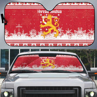Finland Christmas Hannunvaakuna Auto Sun Shade Hyvaa Joulua Nordic Snow Lion Red Version - Wonder Print Shop