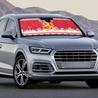 Finland Christmas Hannunvaakuna Auto Sun Shade Hyvaa Joulua Nordic Snow Lion Red Version - Wonder Print Shop