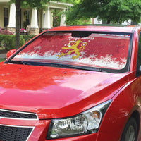 Finland Christmas Hannunvaakuna Auto Sun Shade Hyvaa Joulua Nordic Snow Lion Red Version - Wonder Print Shop
