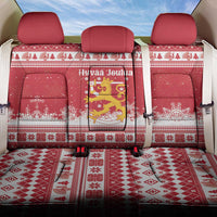 Finland Christmas Hannunvaakuna Back Car Seat Cover Hyvaa Joulua Nordic Snow Lion Red Version - Wonder Print Shop