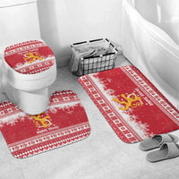 Finland Christmas Hannunvaakuna Bathroom Set Hyvaa Joulua Nordic Snow Lion Red Version - Wonder Print Shop