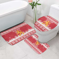 Finland Christmas Hannunvaakuna Bathroom Set Hyvaa Joulua Nordic Snow Lion Red Version - Wonder Print Shop