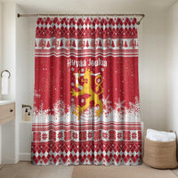 Finland Christmas Hannunvaakuna Bathroom Set Hyvaa Joulua Nordic Snow Lion Red Version - Wonder Print Shop