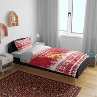Finland Christmas Hannunvaakuna Bedding Set Hyvaa Joulua Nordic Snow Lion Red Version - Wonder Print Shop