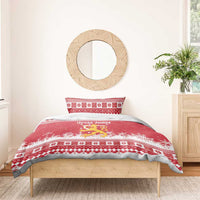 Finland Christmas Hannunvaakuna Bedding Set Hyvaa Joulua Nordic Snow Lion Red Version - Wonder Print Shop