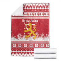 Finland Christmas Hannunvaakuna Blanket Hyvaa Joulua Nordic Snow Lion Red Version - Wonder Print Shop
