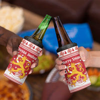 Finland Christmas Hannunvaakuna 4 in 1 Can Cooler Tumbler Hyvaa Joulua Nordic Snow Lion Red Version - Wonder Print Shop