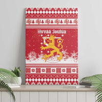 Finland Christmas Hannunvaakuna Canvas Wall Art Hyvaa Joulua Nordic Snow Lion Red Version - Wonder Print Shop