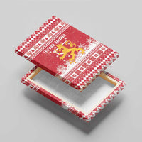 Finland Christmas Hannunvaakuna Canvas Wall Art Hyvaa Joulua Nordic Snow Lion Red Version - Wonder Print Shop