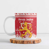 Finland Christmas Hannunvaakuna Ceramic Mug Hyvaa Joulua Nordic Snow Lion Red Version - Wonder Print Shop