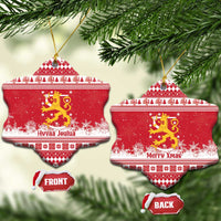 Finland Christmas Hannunvaakuna Ceramic Ornament Hyvaa Joulua Nordic Snow Lion Red Version - Wonder Print Shop