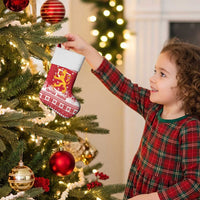 Finland Christmas Hannunvaakuna Christmas Stocking Hyvaa Joulua Nordic Snow Lion Red Version - Wonder Print Shop