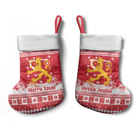 Finland Christmas Hannunvaakuna Christmas Stocking Hyvaa Joulua Nordic Snow Lion Red Version - Wonder Print Shop