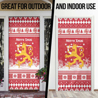 Finland Christmas Hannunvaakuna Door Cover Hyvaa Joulua Nordic Snow Lion Red Version - Wonder Print Shop