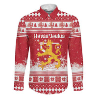 Finland Christmas Hannunvaakuna Family Matching Summer Maxi Dress and Hawaiian Shirt Hyvaa Joulua Nordic Snow Lion Red Version - Wonder Print Shop