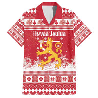 Finland Christmas Hannunvaakuna Hawaiian Shirt Hyvaa Joulua Nordic Snow Lion Red Version - Wonder Print Shop