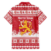 Finland Christmas Hannunvaakuna Hawaiian Shirt Hyvaa Joulua Nordic Snow Lion Red Version - Wonder Print Shop