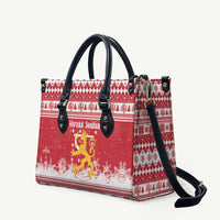 Finland Christmas Hannunvaakuna Leather Bag Hyvaa Joulua Nordic Snow Lion Red Version - Wonder Print Shop