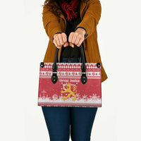Finland Christmas Hannunvaakuna Leather Bag Hyvaa Joulua Nordic Snow Lion Red Version - Wonder Print Shop