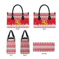 Finland Christmas Hannunvaakuna Leather Bag Hyvaa Joulua Nordic Snow Lion Red Version - Wonder Print Shop