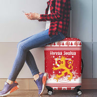 Finland Christmas Hannunvaakuna Luggage Cover Hyvaa Joulua Nordic Snow Lion Red Version - Wonder Print Shop