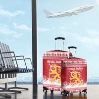 Finland Christmas Hannunvaakuna Luggage Cover Hyvaa Joulua Nordic Snow Lion Red Version - Wonder Print Shop