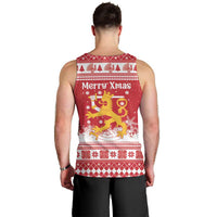 Finland Christmas Hannunvaakuna Men Tank Top Hyvaa Joulua Nordic Snow Lion Red Version - Wonder Print Shop