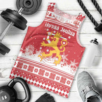 Finland Christmas Hannunvaakuna Men Tank Top Hyvaa Joulua Nordic Snow Lion Red Version - Wonder Print Shop