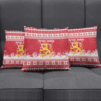 Finland Christmas Hannunvaakuna Pillow Cover Hyvaa Joulua Nordic Snow Lion Red Version - Wonder Print Shop