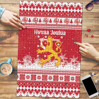 Finland Christmas Hannunvaakuna Puzzle Hyvaa Joulua Nordic Snow Lion Red Version - Wonder Print Shop