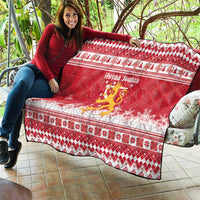 Finland Christmas Hannunvaakuna Quilt Hyvaa Joulua Nordic Snow Lion Red Version - Wonder Print Shop