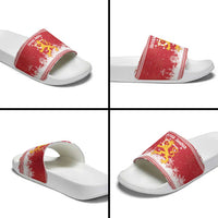 Finland Christmas Hannunvaakuna Slide Sandals Hyvaa Joulua Nordic Snow Lion Red Version - Wonder Print Shop