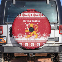 Finland Christmas Hannunvaakuna Spare Tire Cover Hyvaa Joulua Nordic Snow Lion Red Version - Wonder Print Shop