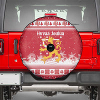 Finland Christmas Hannunvaakuna Spare Tire Cover Hyvaa Joulua Nordic Snow Lion Red Version - Wonder Print Shop