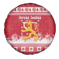 Finland Christmas Hannunvaakuna Spare Tire Cover Hyvaa Joulua Nordic Snow Lion Red Version - Wonder Print Shop