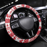 Finland Christmas Hannunvaakuna Steering Wheel Cover Hyvaa Joulua Nordic Snow Lion Red Version - Wonder Print Shop