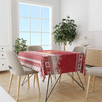 Finland Christmas Hannunvaakuna Tablecloth Hyvaa Joulua Nordic Snow Lion Red Version - Wonder Print Shop