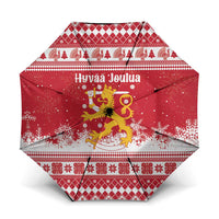 Finland Christmas Hannunvaakuna Umbrella Hyvaa Joulua Nordic Snow Lion Red Version - Wonder Print Shop
