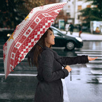 Finland Christmas Hannunvaakuna Umbrella Hyvaa Joulua Nordic Snow Lion Red Version - Wonder Print Shop