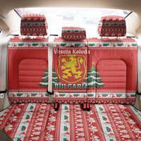 Bulgaria Christmas Back Car Seat Cover Merry Xmas Lion Crest - Wonder Print Shop