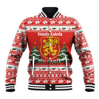 Bulgaria Christmas Baseball Jacket Merry Xmas Lion Crest - Wonder Print Shop