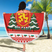 Bulgaria Christmas Beach Blanket Merry Xmas Lion Crest - Wonder Print Shop
