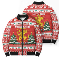 Bulgaria Christmas Bomber Puffer Jacket Merry Xmas Lion Crest - Wonder Print Shop