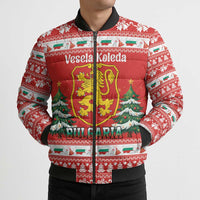 Bulgaria Christmas Bomber Puffer Jacket Merry Xmas Lion Crest - Wonder Print Shop