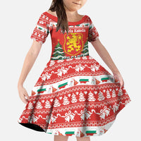 Bulgaria Christmas Family Matching Long Sleeve Bodycon Dress and Hawaiian Shirt Merry Xmas Lion Crest - Wonder Print Shop