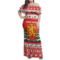 Bulgaria Christmas Family Matching Off Shoulder Maxi Dress and Hawaiian Shirt Merry Xmas Lion Crest - Wonder Print Shop