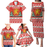 Bulgaria Christmas Family Matching Puletasi and Hawaiian Shirt Merry Xmas Lion Crest - Wonder Print Shop