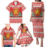 Bulgaria Christmas Family Matching Puletasi and Hawaiian Shirt Merry Xmas Lion Crest - Wonder Print Shop